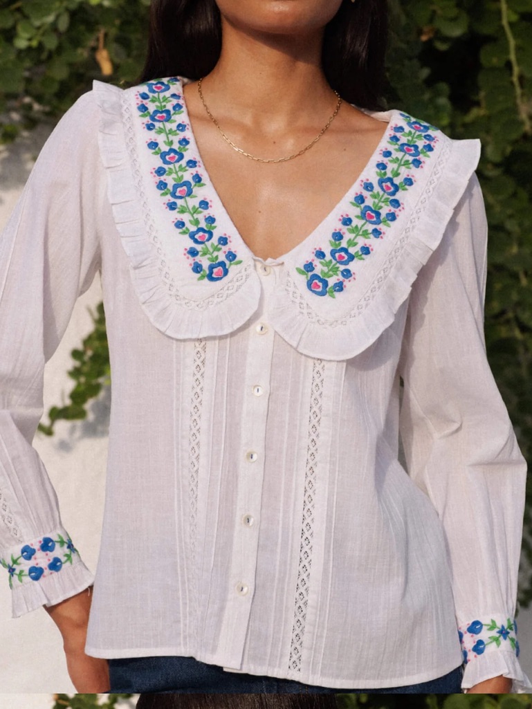 Pink City Prints Provencal Perfume Embroidered Ava Blouse